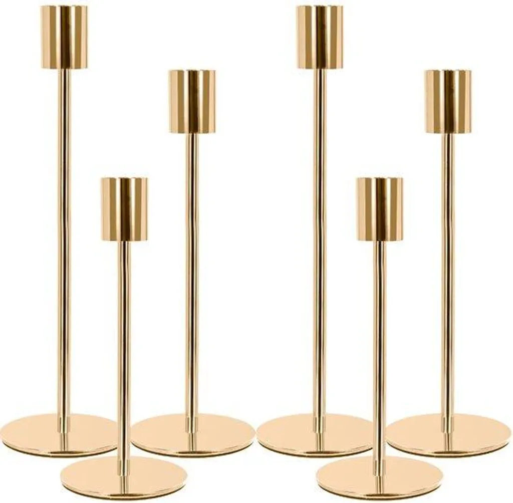 Porte-bougies en métal doré design moderne pour centre de table 3pcs