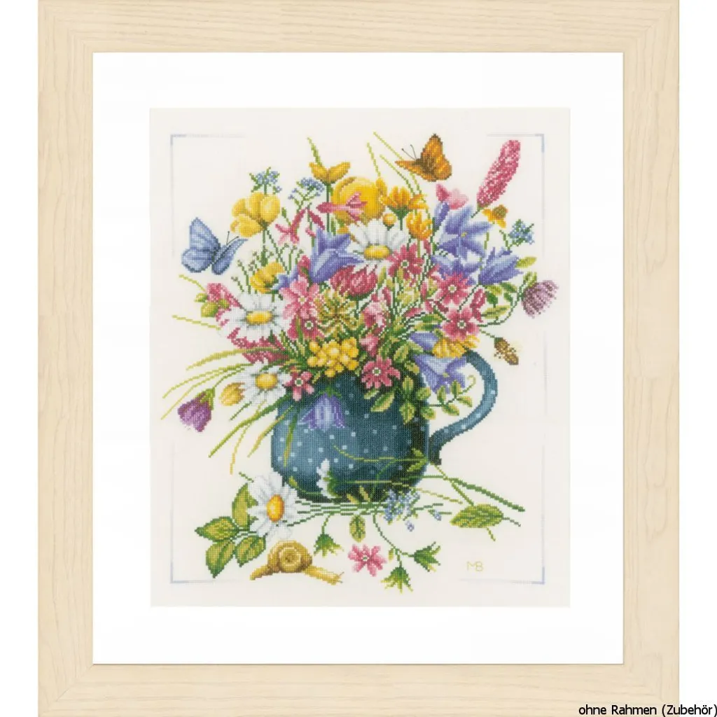 Réussir sa broderie fleurs de champs Lanarte avec kit point de croix