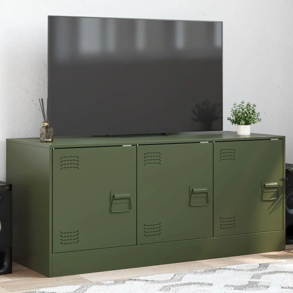 Mobile TV 99x39x44 cm Acciaio Verde Oliva - Mobili Design Industrial 1parte