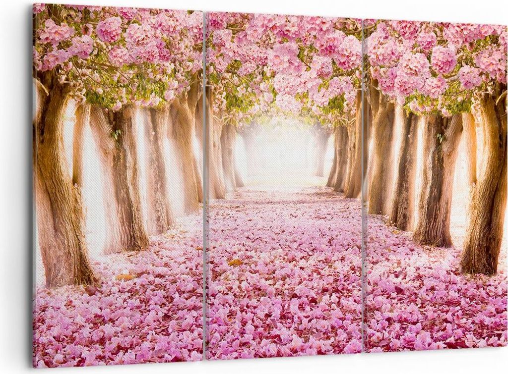 Bild auf Leinwand - Leinwandbild - Baum Blumen Kirsche Natur - 105x70cm - Wand Bild - Wanddeko - Leinwanddruck - Bilder - Kunstdruck - Wanddekorati...