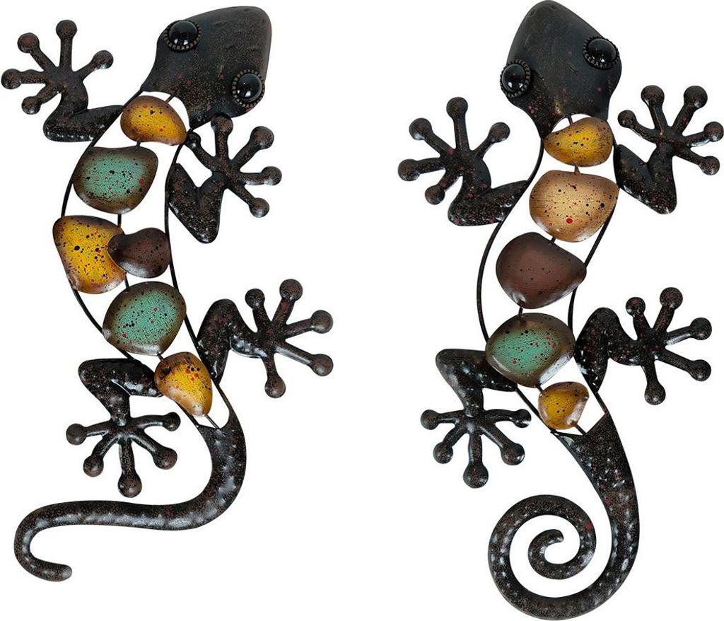 Wanddekoration, Eidechse, Salamander, Kunst-Ornament, zum Aufhängen für Garten, Veranda, Terrasse, Rasen, Zaun, Wand, 2 Stück 37 cm