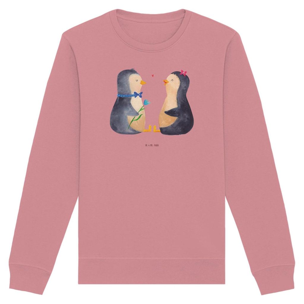 Mr. & Mrs. Panda Organic Sweater Pinguin Pärchen Größe XL - Canyon Pink - Geschenk, Baumwoll Sweatshirt, Hochzeitsgeschenk, Hochzeit, Pinguine, ...