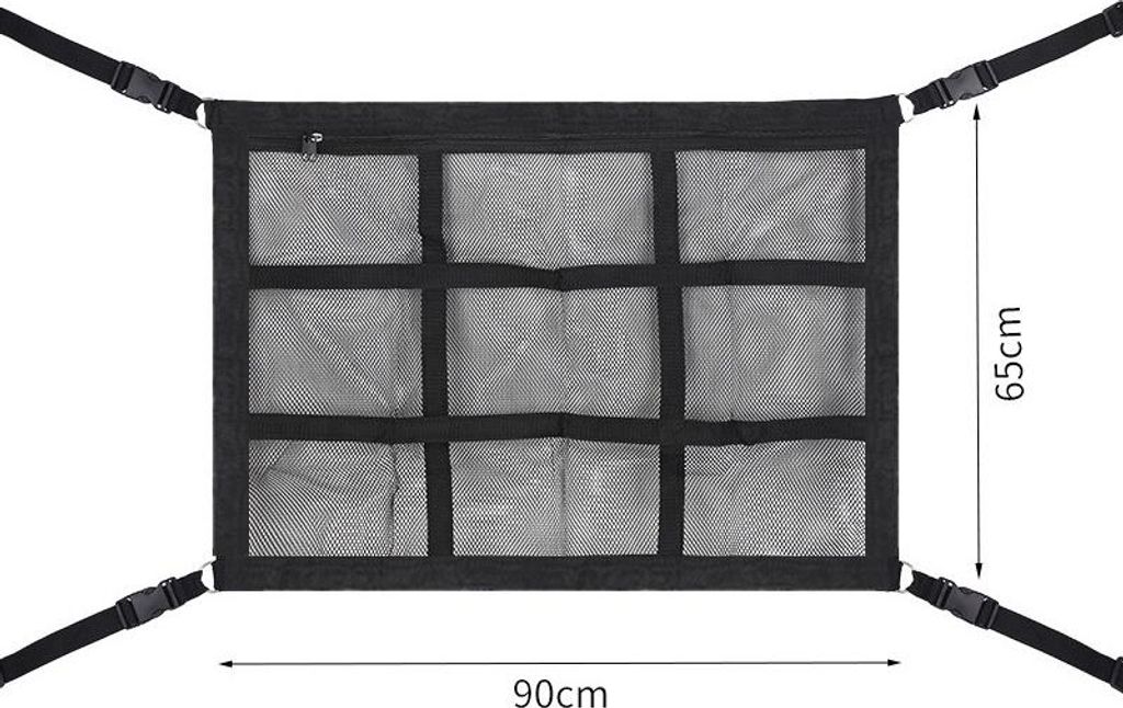INF Auto Dachhimmel Aufbewahrungsnetz 90x65cm Polyester Netz für Fahrzeug Innenraum 1 Stück