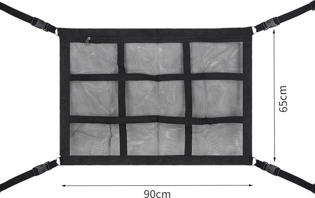 INF Rete Portaoggetti Auto Nero in Poliestere e Rete 90x65cm per Interni Auto