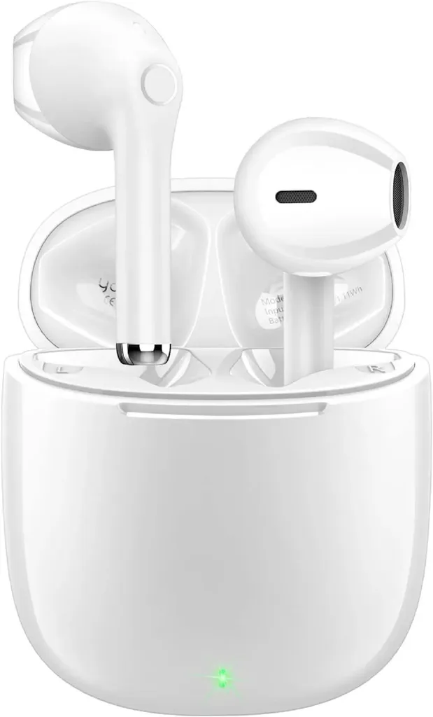 Écouteurs sans fil Bluetooth 5.1 avec Micro et Son Stéréo HiFi Blanc