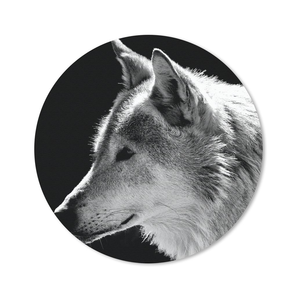 MuchoWow Mauspad Mousepad Wildlife - Wolf - Schwarz - Weiß 40x40 cm - Mousepads - Maus Mat - Pad - Mausunterlage - Schreibtisch Accessoires