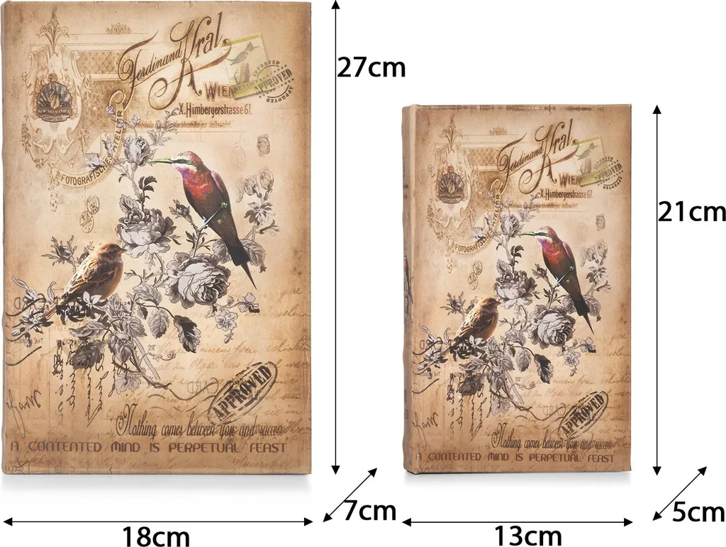 Solution Anti-vol Discrète Set de 2 Livres Coffre-fort Déco Oiseaux - 3