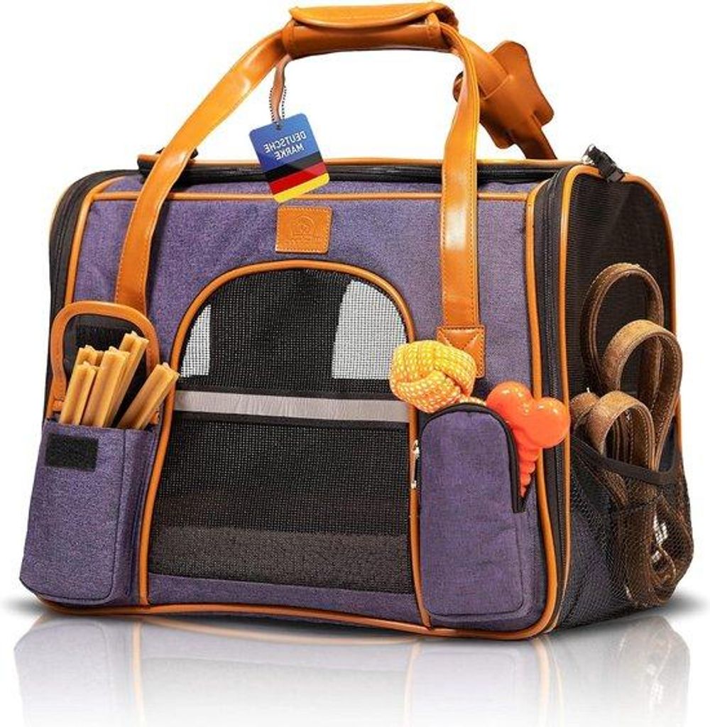 Reisetasche für Katzen - Transportbox für Katzen - Unzerbrechliche Komforttasche - Lila Maß: M