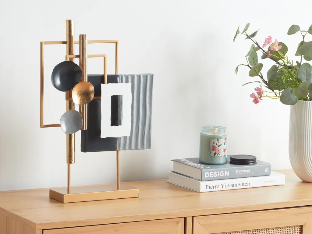 Objet déco rectangulaire en fer doré 45 cm - Design moderne finition métal