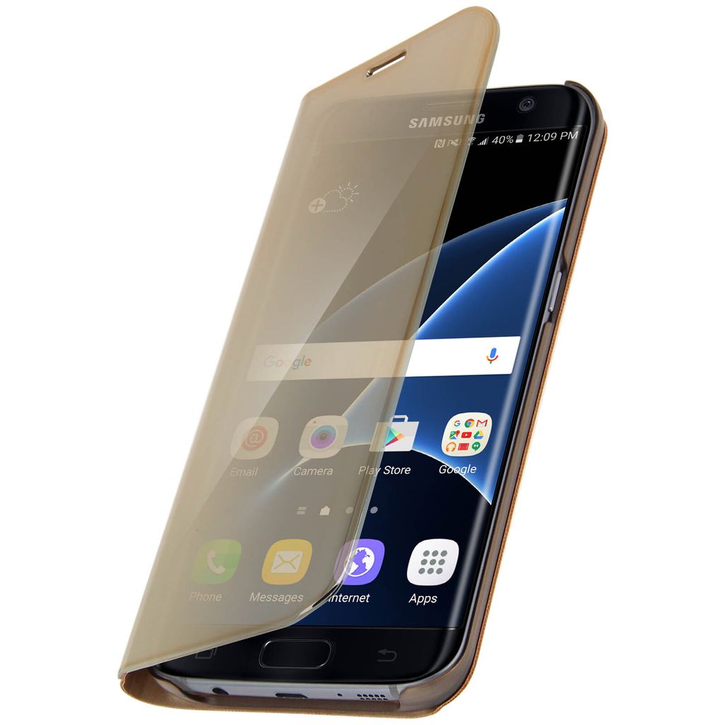 Ultradünne Flip-Schutzhülle mit Spiegeleffekt für Samsung Galaxy S7 Edge – Gold