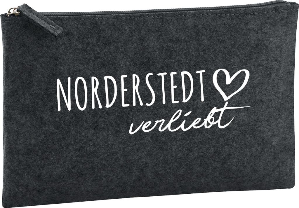 Huuraa Kulturbeutel Norderstedt verliebt 1 Liter Charcoal Filz Kosmetiktasche Geschenkidee