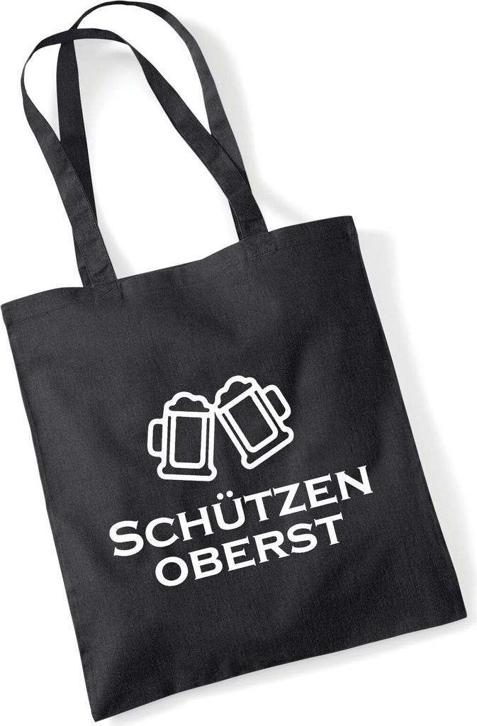 Huuraa Jutebeutel Schützenoberst Schützenfest 10 Liter Black Baumwolle Tasche Geschenkidee