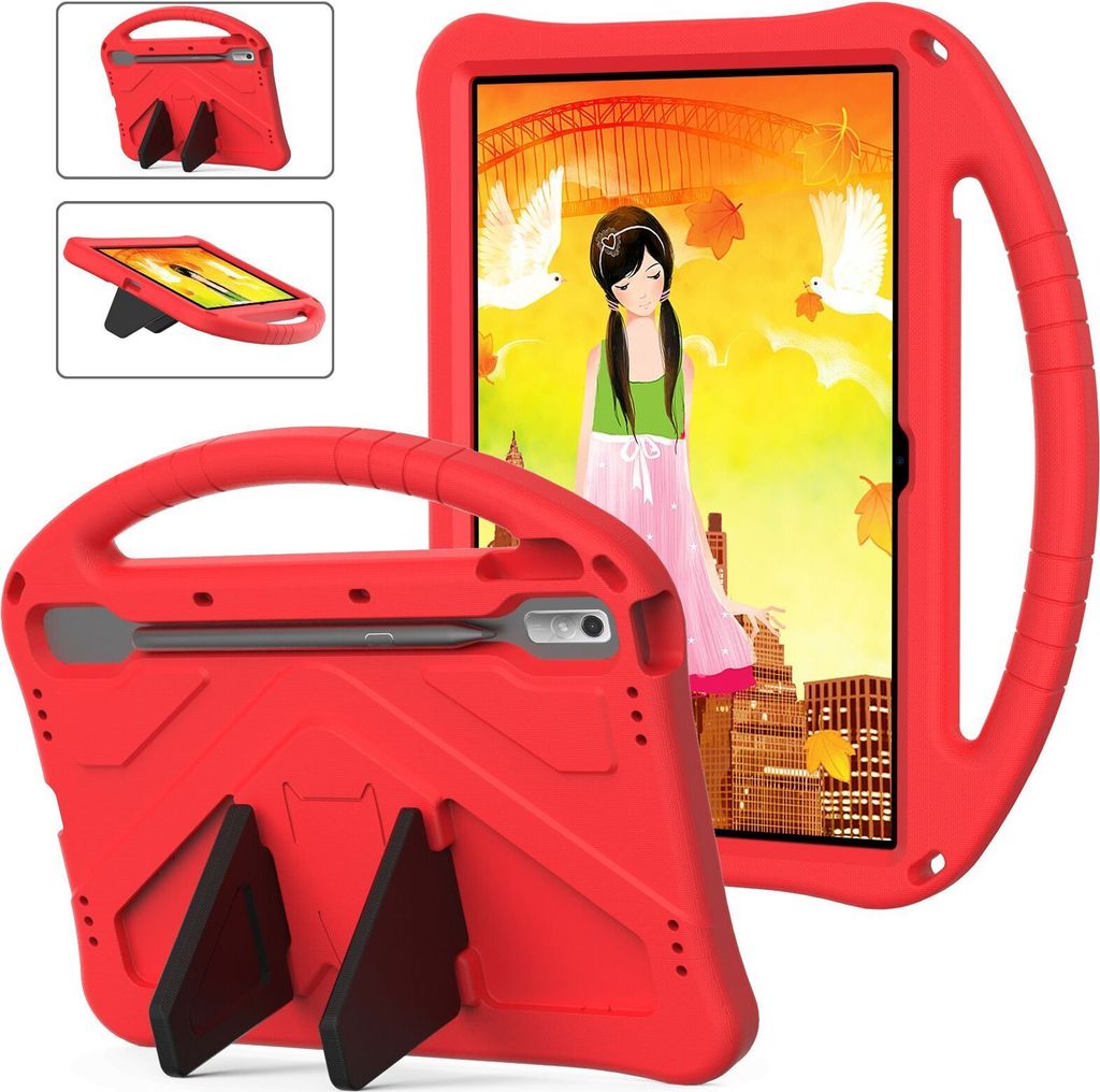 Kinder Hülle für Lenovo Tab P11 2nd Gen 11.5" TB350FU/TB350XU 2023, Eva Leichte Stoßfeste Ständer, Kids Griff Schutzhülle Rot