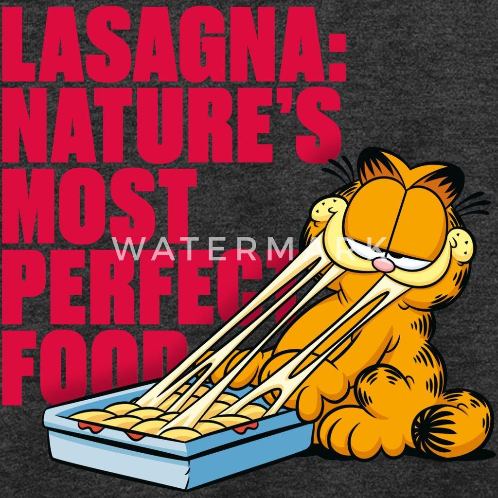 Spreadshirt Garfield Lasagne Das Perfekte Essen Teenager Premium T-Shirt, 158/164 (12 Jahre), Anthrazit meliert