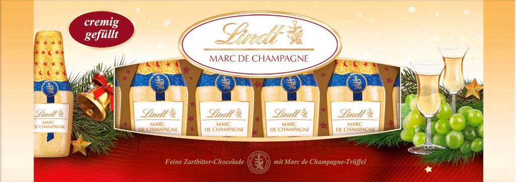 Lindt Marc de Champagne Schokoladen Fläschchen gefüllter Genuss 131g