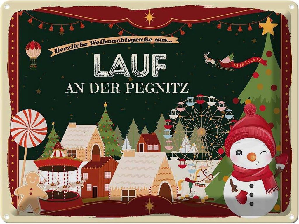 vianmo Blechschild 30x40 cm Weihnachtsgrüße aus Lauf an der Produktbild 