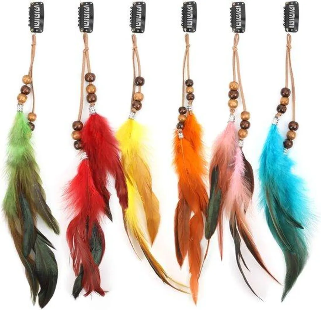 Barrettes plumes pour mariage et soirée lot de 6 bijoux de tête colorés