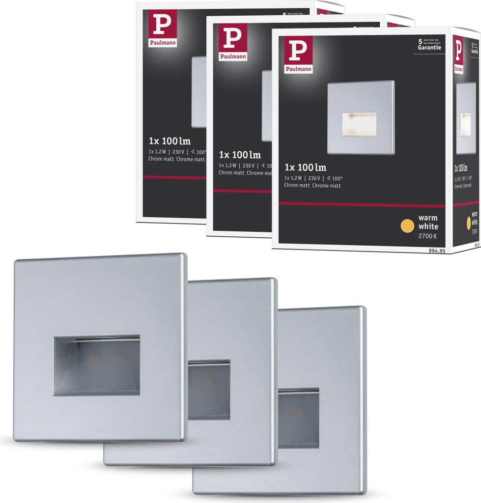 Paulmann Bundle LED Wandeinbauleuchte Edge Produktbild 