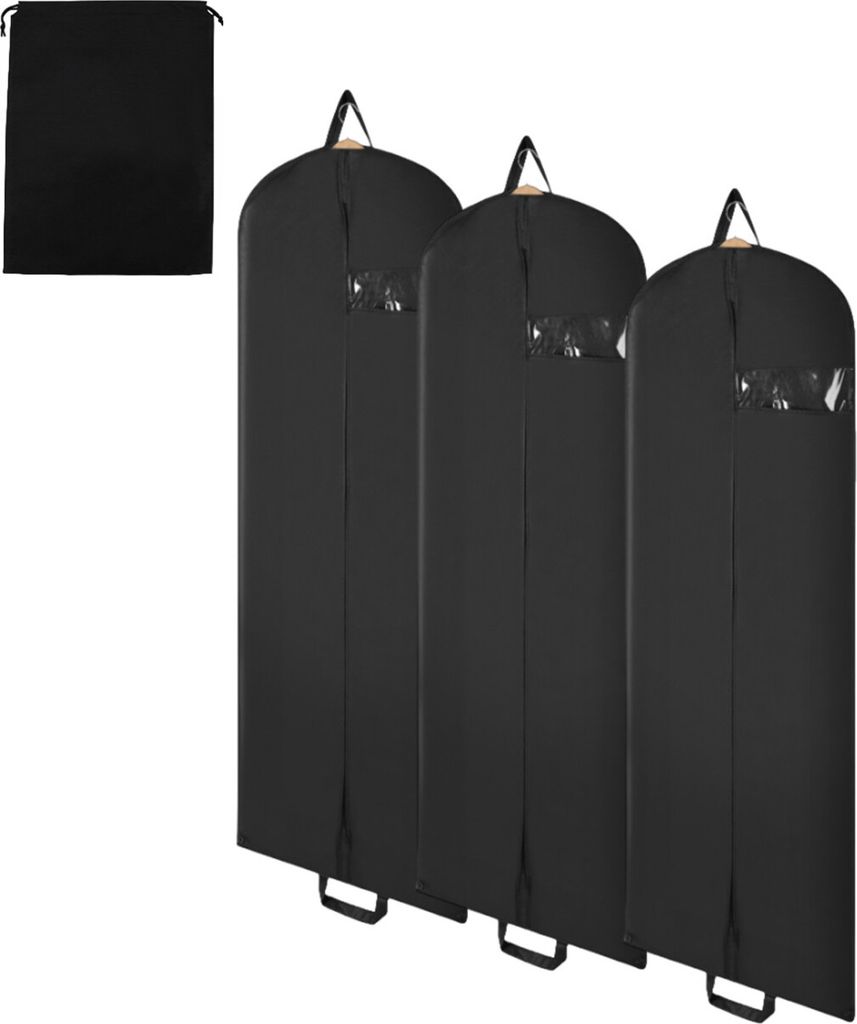 Bettizia Kleidersack 3er Set 150x60cm Schutzhülle Kleiderhülle mit einem Griff schwarz Schuhsack