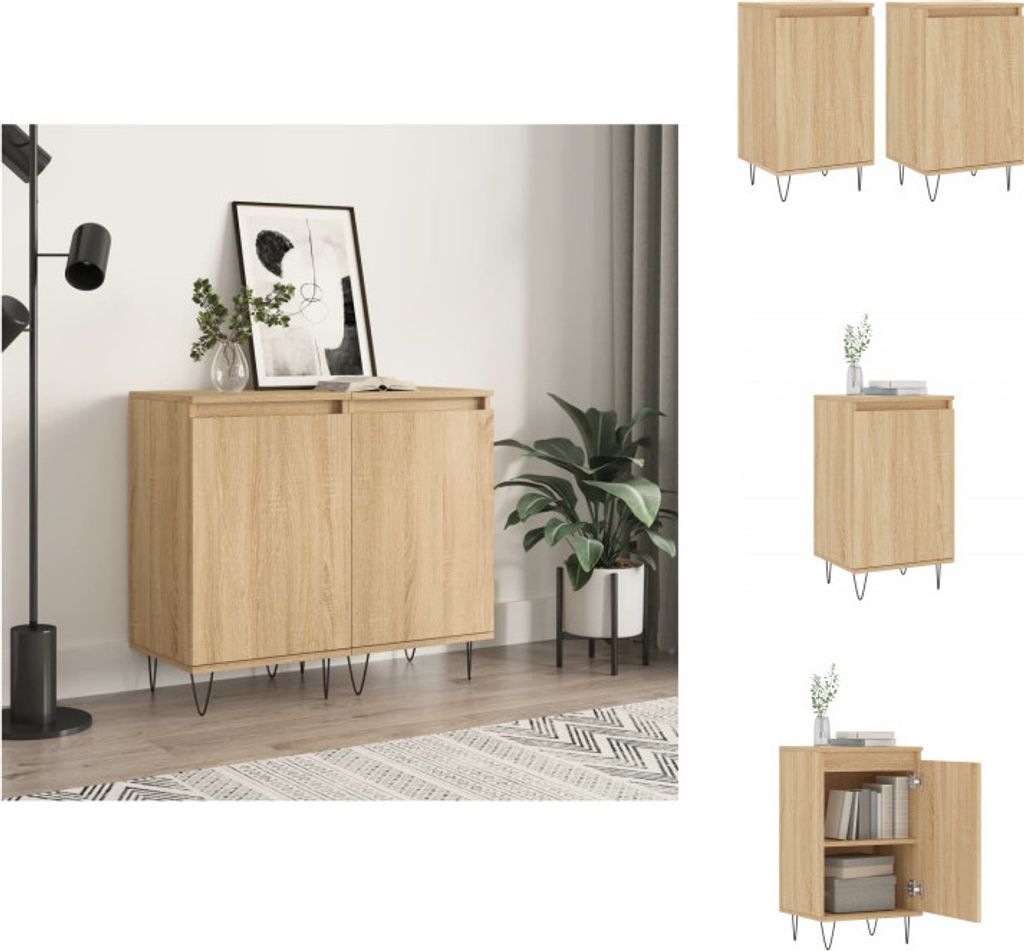 vidaXL Sideboards 2 Stk. Sonoma-Eiche 40x35x70 cm Holzwerkstoff - Sideboards