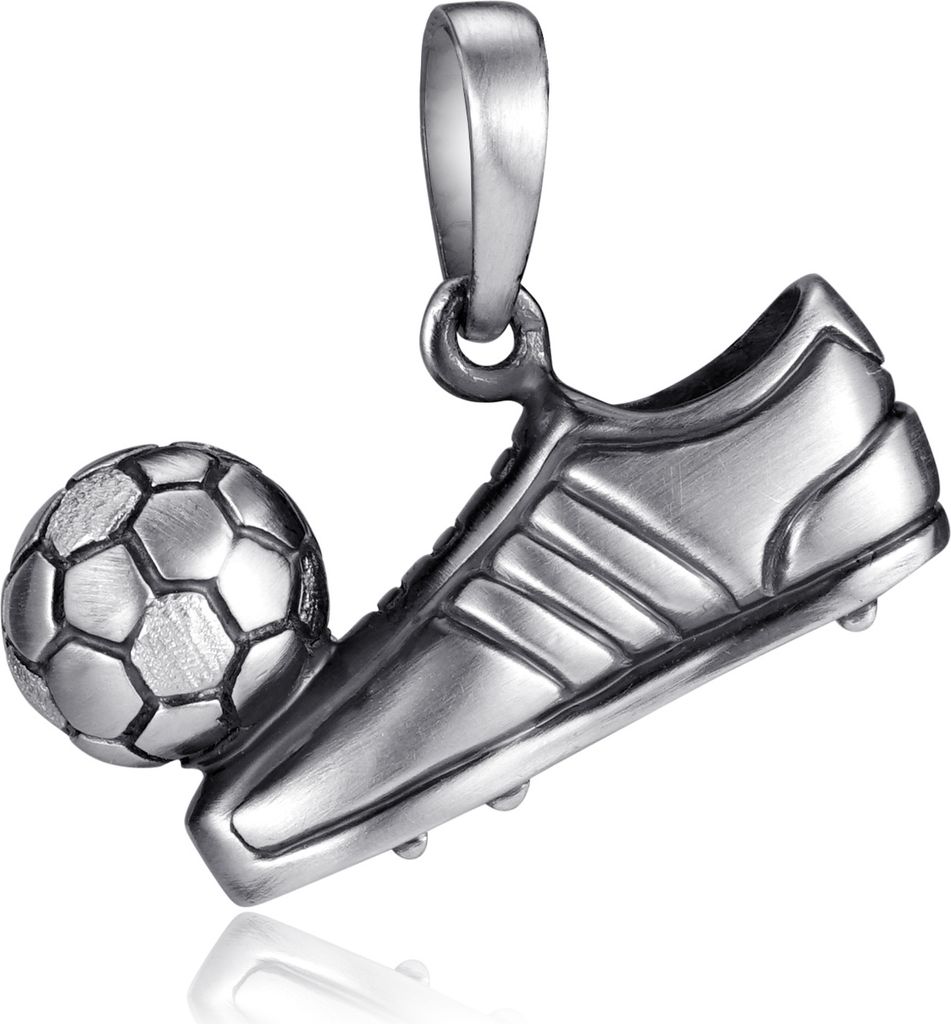 MATERIA Anhänger Fußballschuh mit Ball Herren Damen Kinder 925 Silber antik in Schmuck-Box KA-70-antik