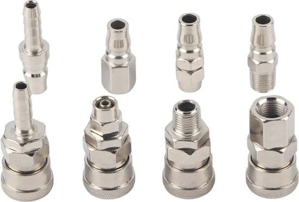 Raccord pneumatique Quick Plug 1/4 pouce en acier nickelé - Kit 5 pièces