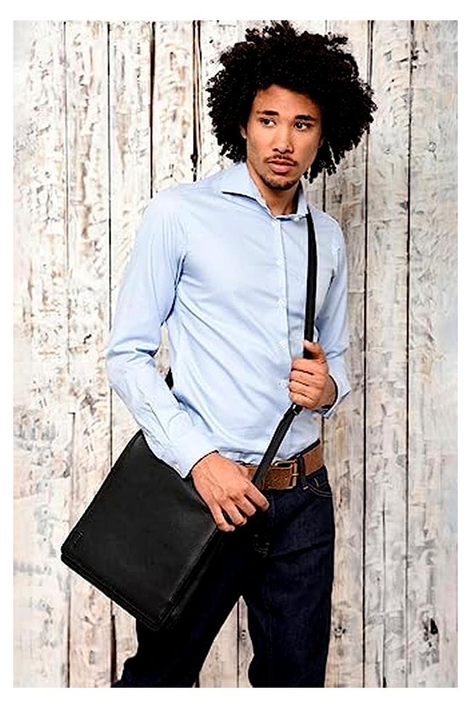 Umhängetasche aus Leder für Herren – Kleine Schultertasche im Vintage-Stil 32x26x8 cm