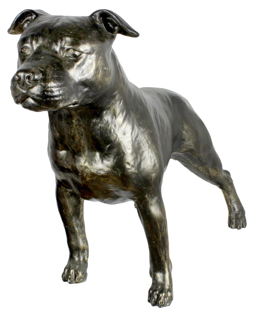 Staffordshire Bull Terrier, Staffordshire Bullterrier II - Lebensgroße Hundestatue, Figur im Maßstab 1:1, Statue für den Garten von Art-Dog