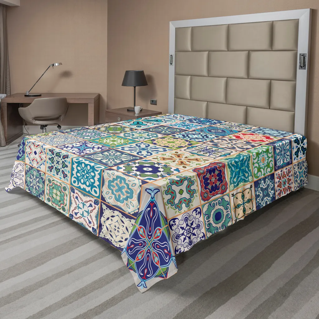 Grand drap plat décoratif style méditerranéen en tissu doux 275x260cm