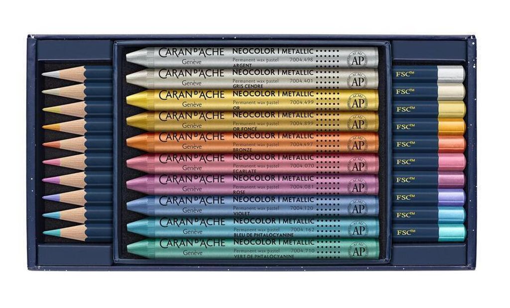 CARAN D'ACHE Mixed Media Metallic Set COSMIC BLUE 20er Set Produktbild 