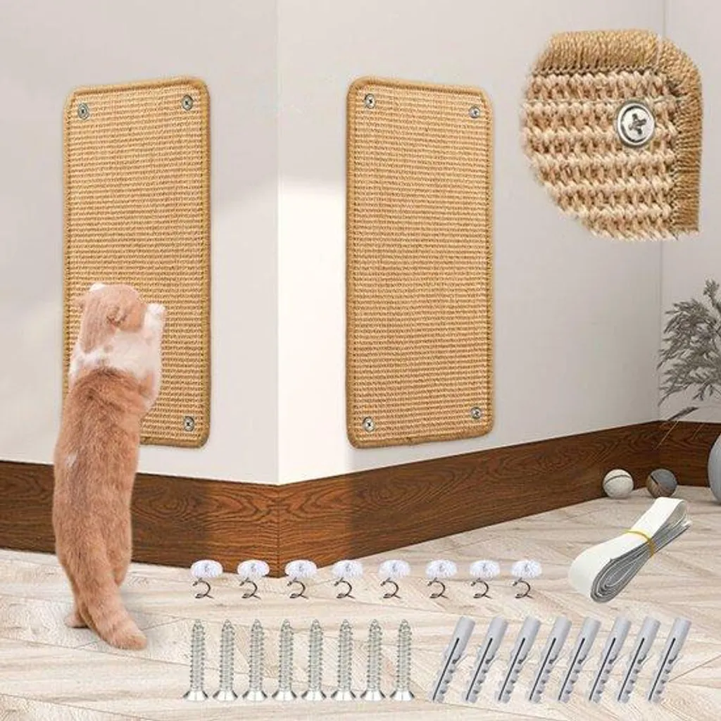 Anti-griffures tapis de jeu pour chat en sisal marron à fixer au sol
