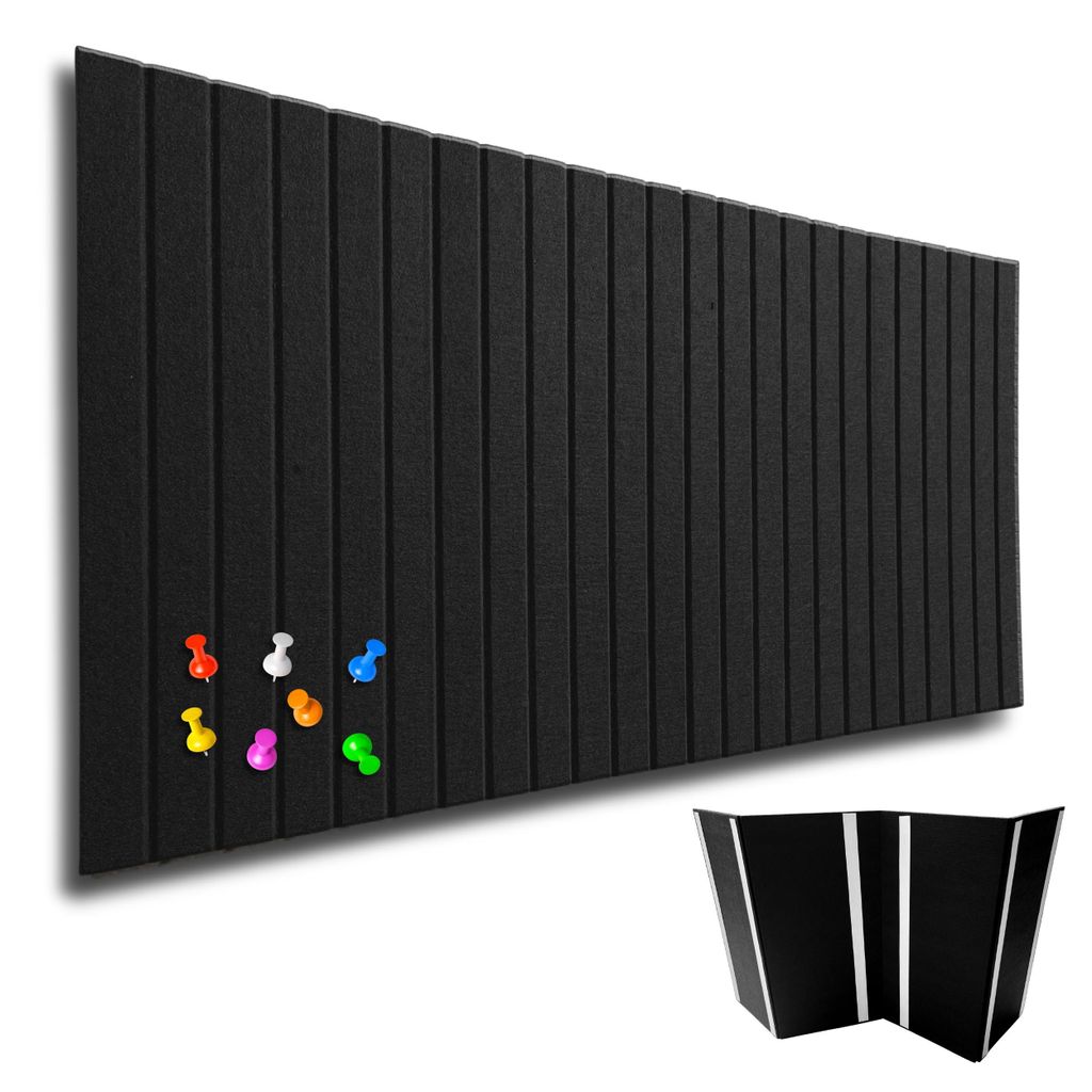 Akustikplatten Filz Wandpaneel | Schwarz | 60 x 120 cm | Dekorative Wandverkleidung | Akustikpaneel Für Büro, Wohnzimmer | Modernes Design