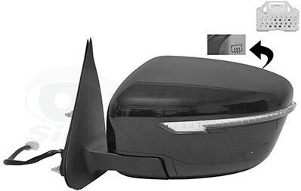 VAN WEZEL 3391807 Außenspiegel Seitenspiegel Links für NISSAN Qashqai II (J11, J11) Konvex Beheizt Grundiert