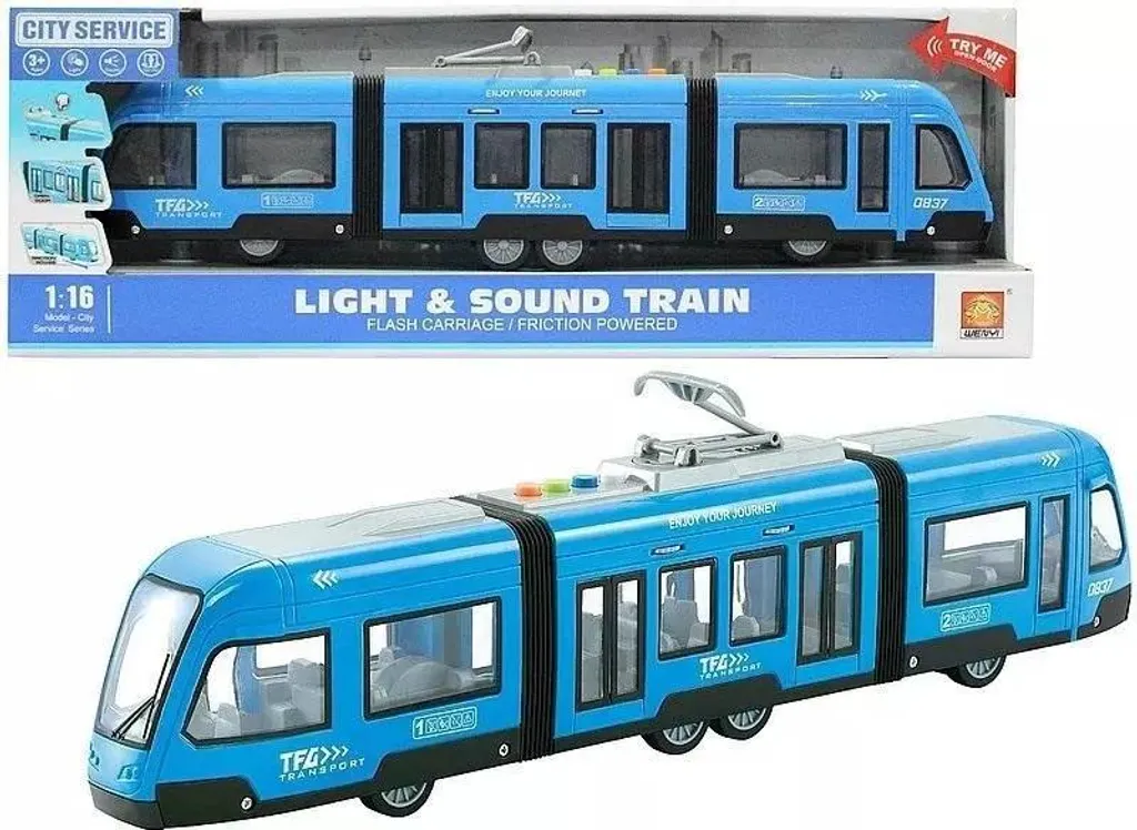 Tramway à moteur bleu silencieux - Réplique fidèle avec éclairage LED