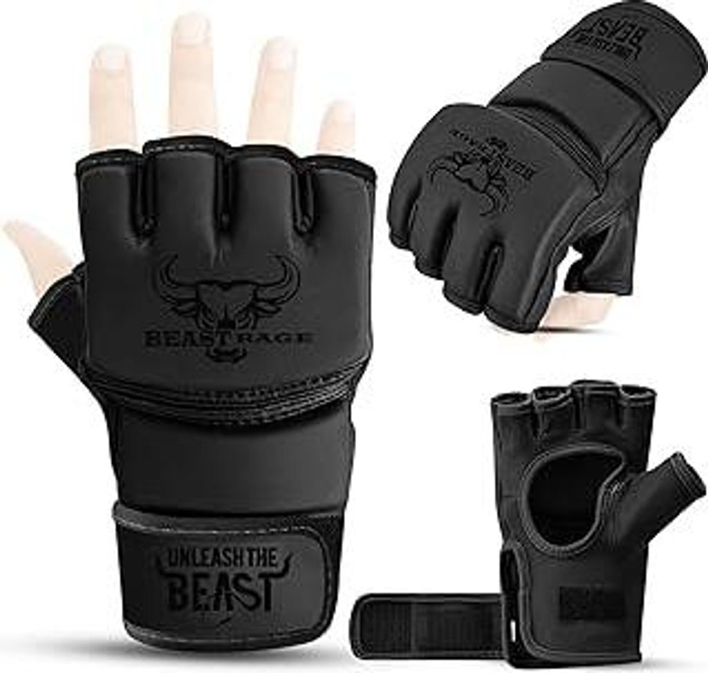 BEASTRAGE MMA Handschuhe für Männer und Frauen,Martial Arts Mitts Grappling Sparring,Ventilated Palm, , Cage Fighting, Muay Thai, Kickboxen, Boxs...