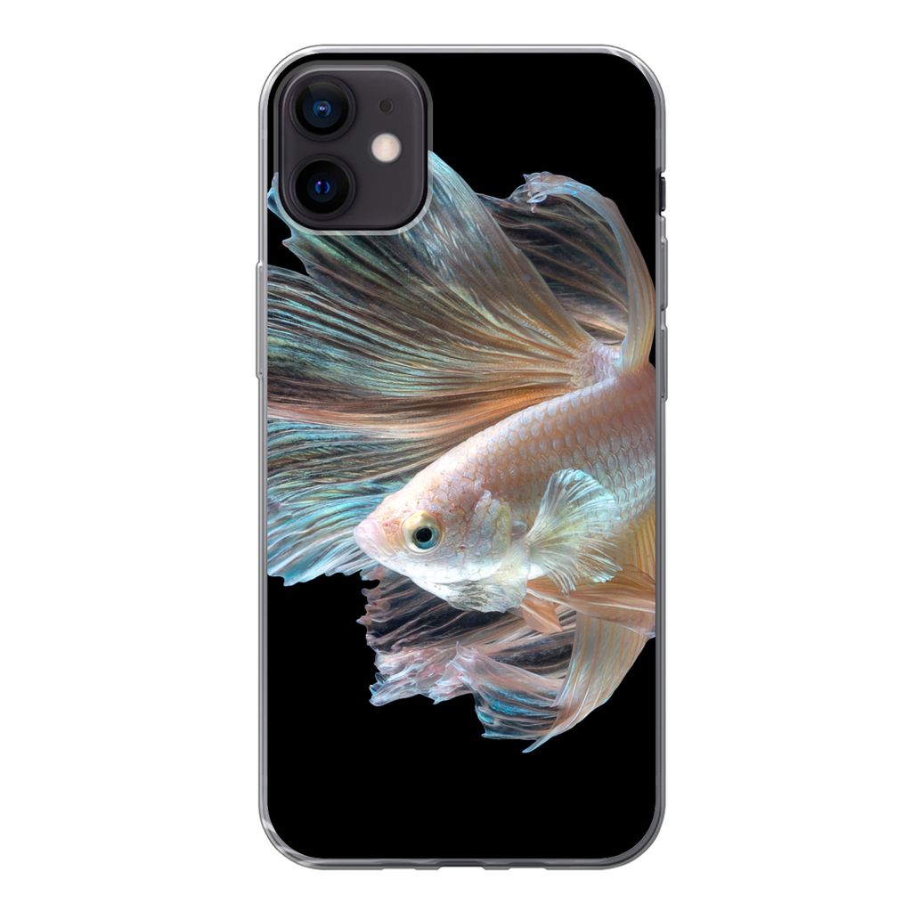 MuchoWow Handyhülle Schutzhülle Hülle für iPhone 12 mini Fisch - Schwanz - Schwarz Silikon Softcase Handy Hülle - Bild