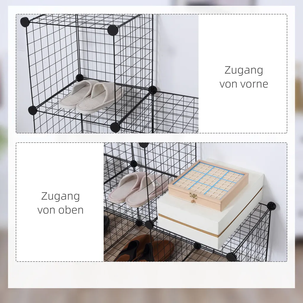 Solution de rangement : étagère à cubes DIY métal noir modulable 6 cases - 4