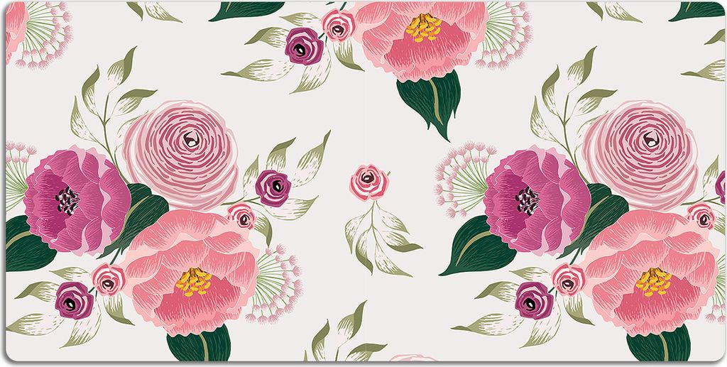 Schreibtischmatte Tischunterlage 100x50 cm Mauspad - Pinke Blumen