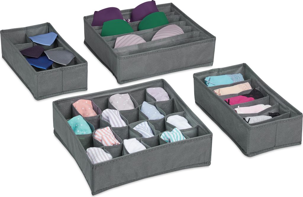 Relaxdays Unterwäsche Organizer, 4 tlg. Schubladen Produktbild 