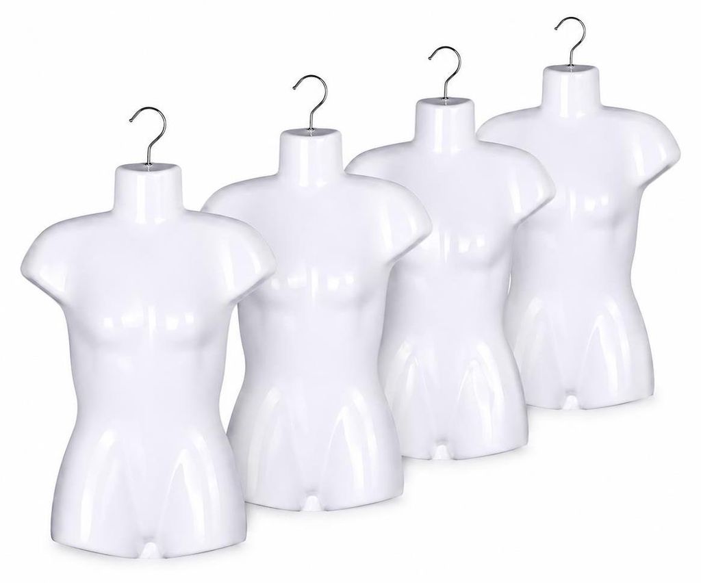 4 Stück Damentorso Weiß 50 cm – Torso weiblich Teenager Kunststoff Oberkörper Halbplastik – Mädchentorso Halbschale Damenbody Schaufensterp...
