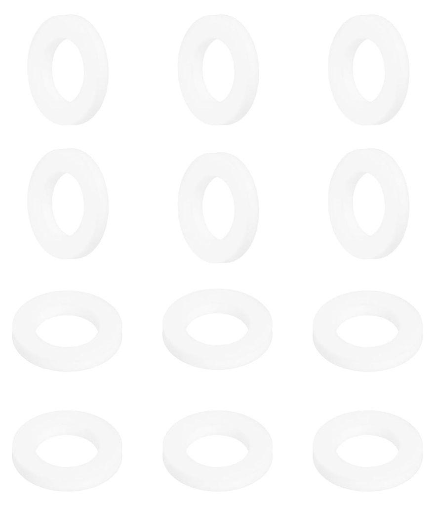 12 Kunststoffringe M14 x 24 x 3 mm, runde Ringe, flache PTFE-Dichtungsringe, Ringset für Schrauben, Bolzen, Muttern, Gewindestangen, Griffe, weiß