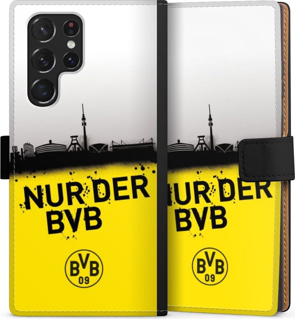 DeinDesign Klapphülle für Samsung Galaxy S22 Ultra Handytasche Lederhülle Tasche BVB Borussia Dortmund Statement