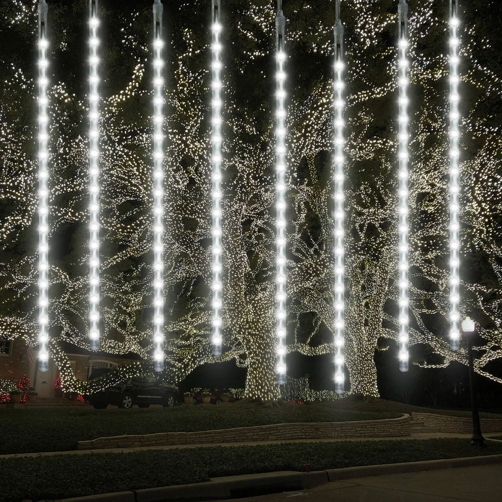Meteorschauer lichterkette, 288 LEDs Meteorschauer Lichter Kaltweiß, Dekobeleuchtung Fenster Baum Garten Weihnachten