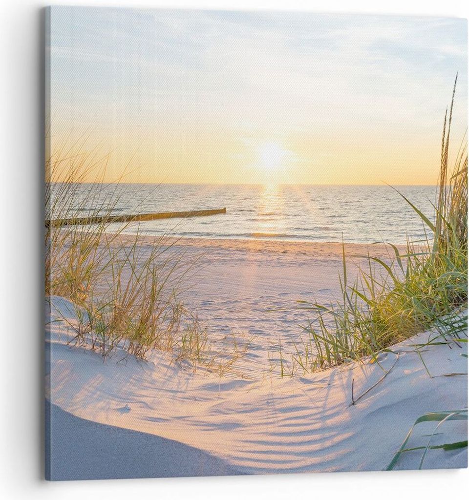 Bild auf Leinwand - Leinwandbild - Düne Strand Meer - 70x70cm - Wand Bild - Wanddeko - Wandbilder - Leinwanddruck - Bilder - Kunstdruck - Wanddeko...