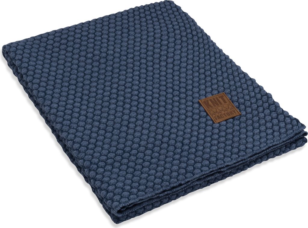 Knit Factory Juul Plaid - Jeans/Indigo - 160x130 cm
