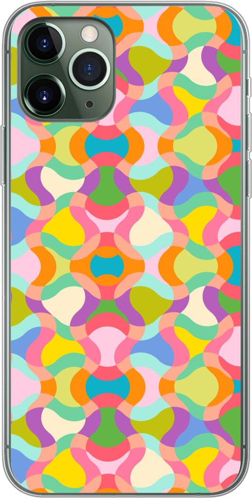 MuchoWow Handyhülle Schutzhülle Hülle für Telefoonhoesje iPhone 11 Pro Design - Abstrakt - Farben - Retro Silikon Softcase Handy Hülle - Handy