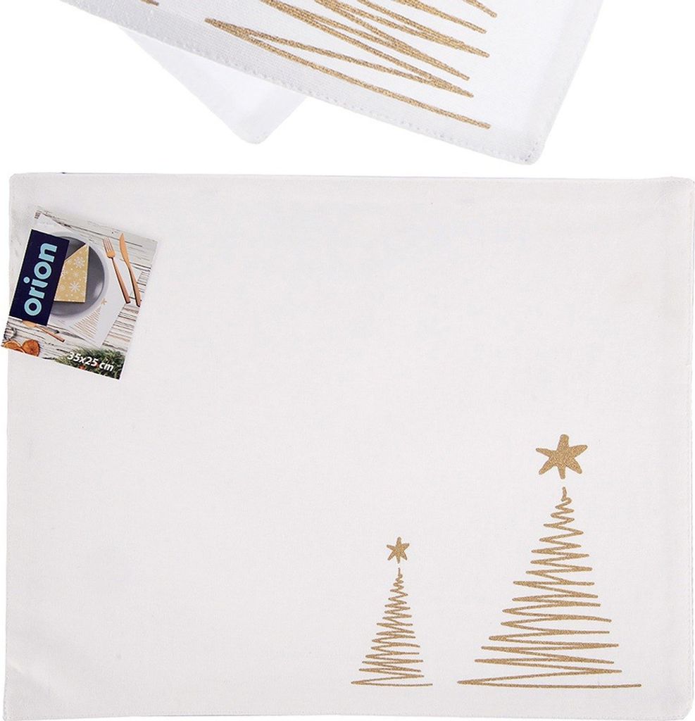 Orion Telleruntersetzer Tischunterlage Tischmatte aus Baumwolle weihnachtlich grau CHRISTBAUM 33,5x26 cm