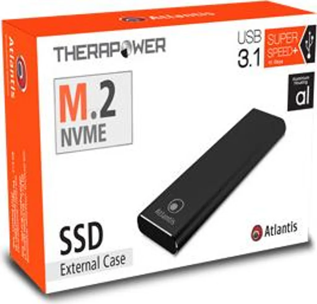 Boîtier de Transport SSD M.2 NVMe Atlantis Land pour Sauvegarde USB Noir