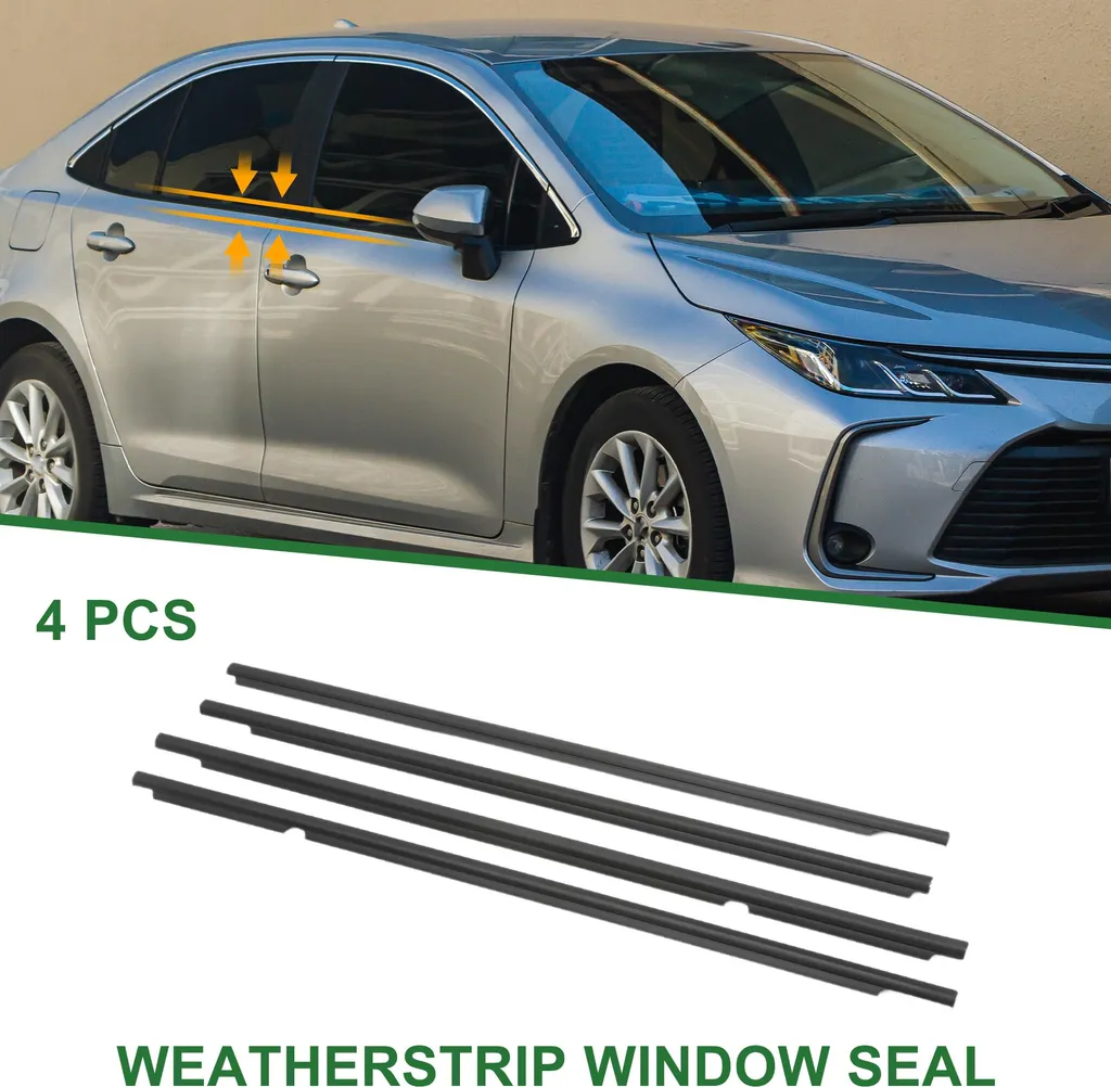 Lèche-vitre Extérieur Toyota Corolla 2003 à 2008 en PVC Noir - 4 Pièces