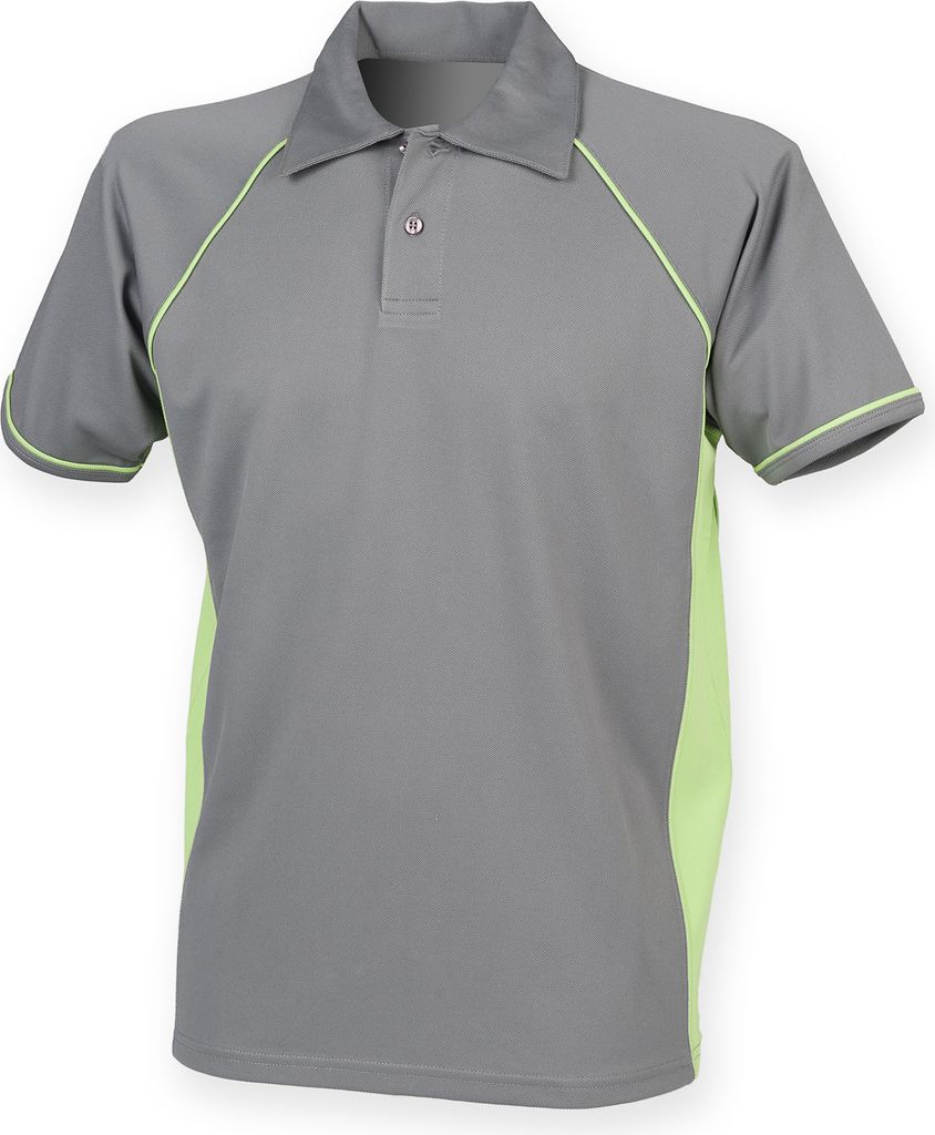 Finden & Hales Herren Sport Polo-Shirt, Kurzarm RW427 (M) (Gunmetal Grau/Limette)